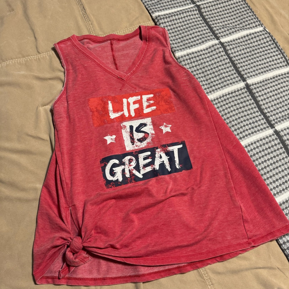 Life is Great tank with side tie